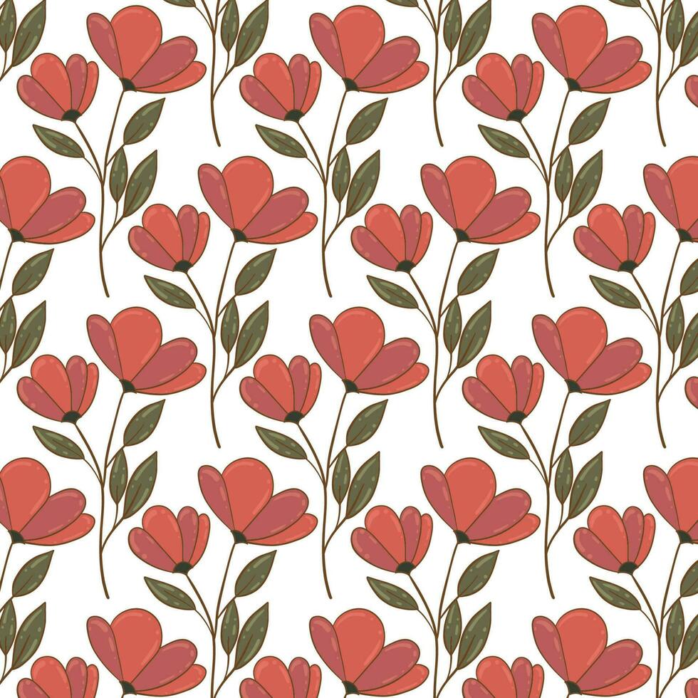 Seamless floral pattern. Cute retro textures. Flowers and dots for fabric, paper, packaging design. vector