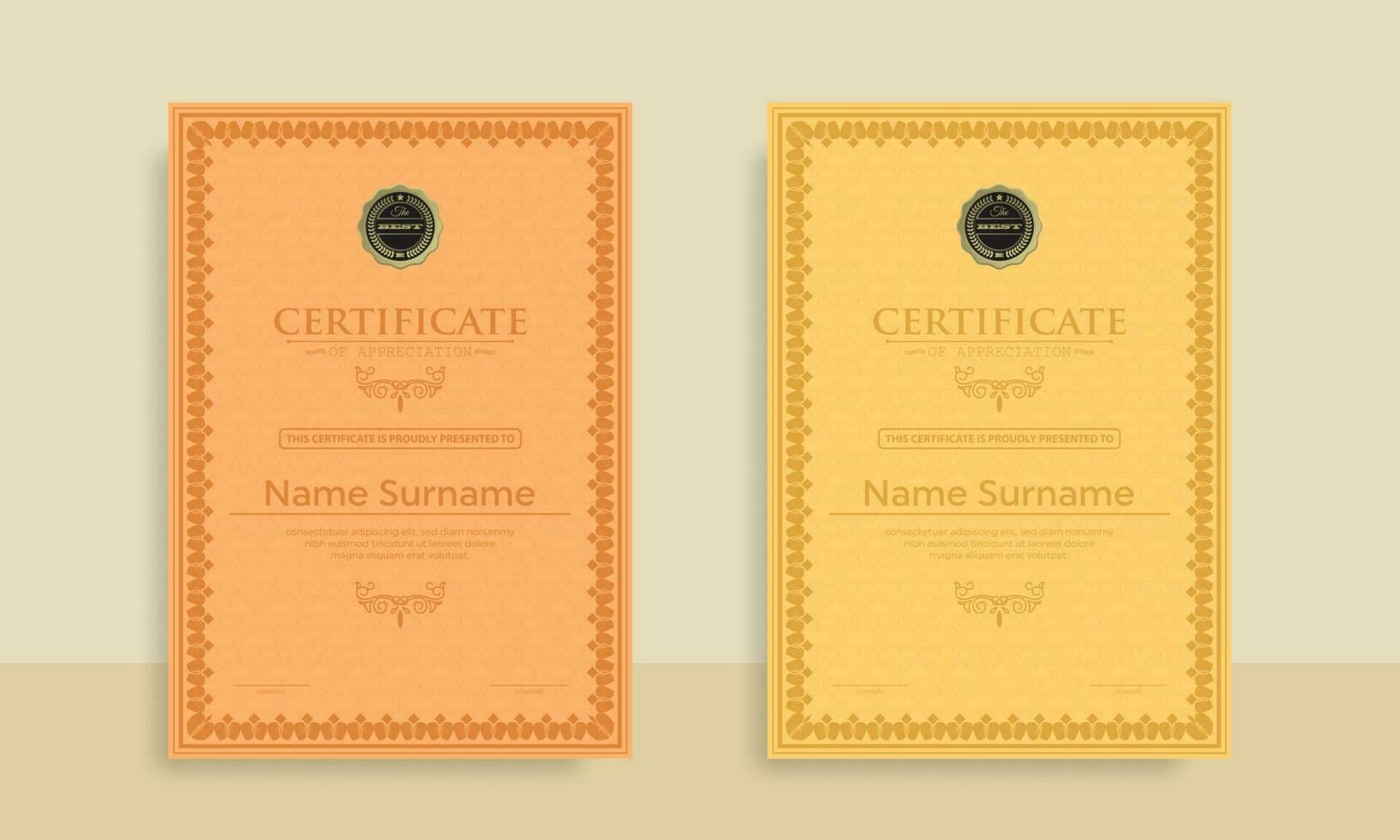 Diploma Certificate of achievement template in vector with Thai outline. Award Templates, achievements for companies, Best Prize Documents. Illustration Templates