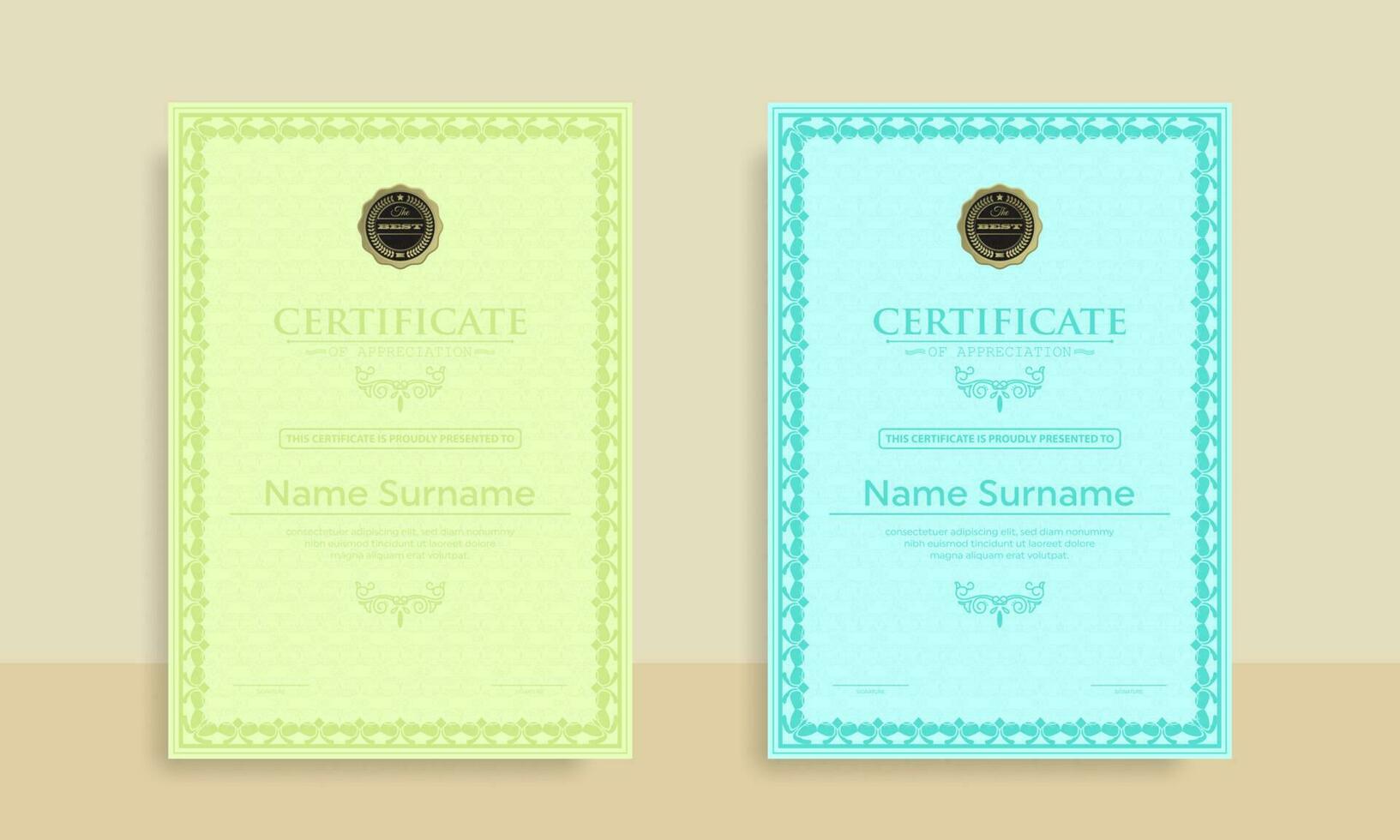 Diploma Certificate of achievement template in vector with Thai outline. Award Templates, achievements for companies, Best Prize Documents. Illustration Templates