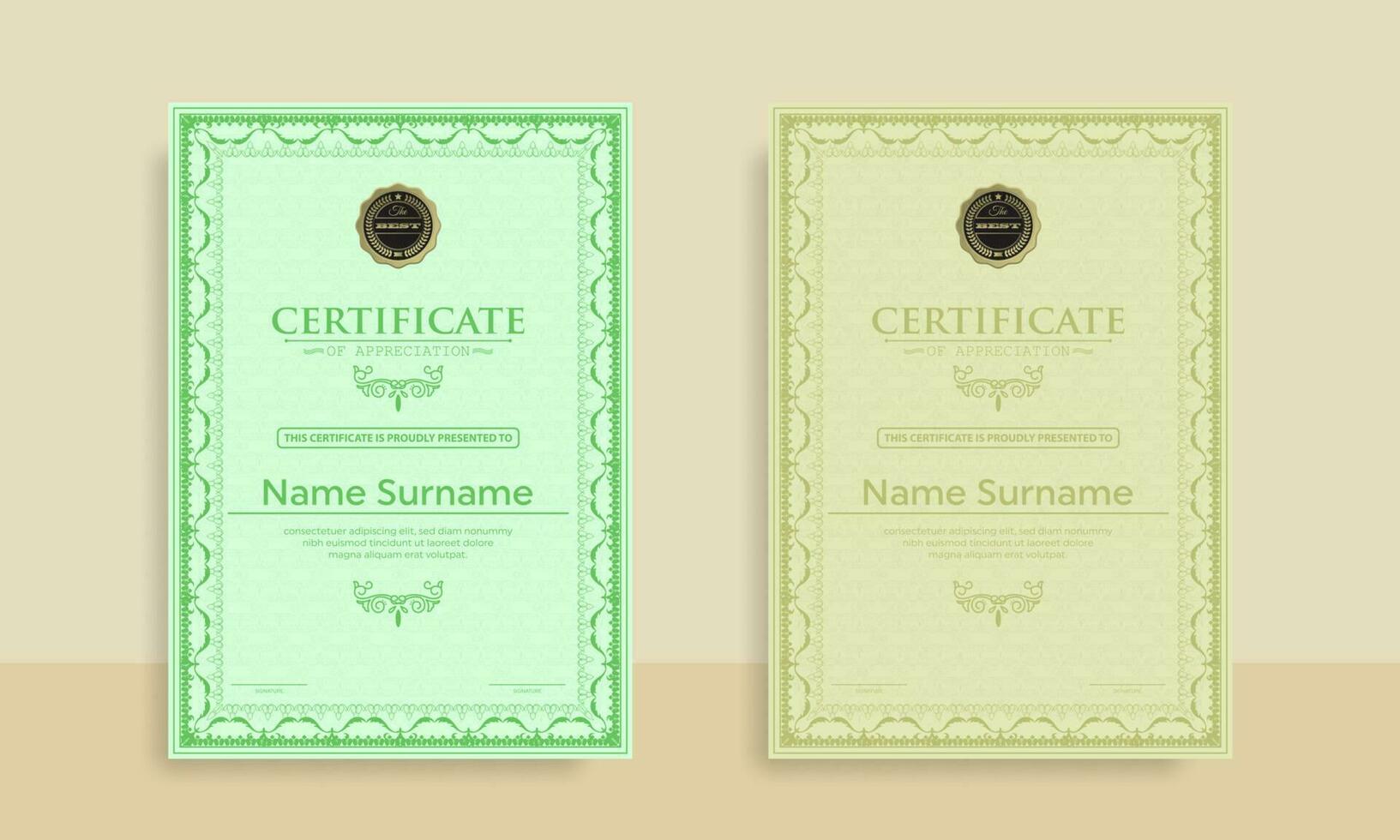 Diploma Certificate of achievement template in vector with Thai outline. Award Templates, achievements for companies, Best Prize Documents. Illustration Templates
