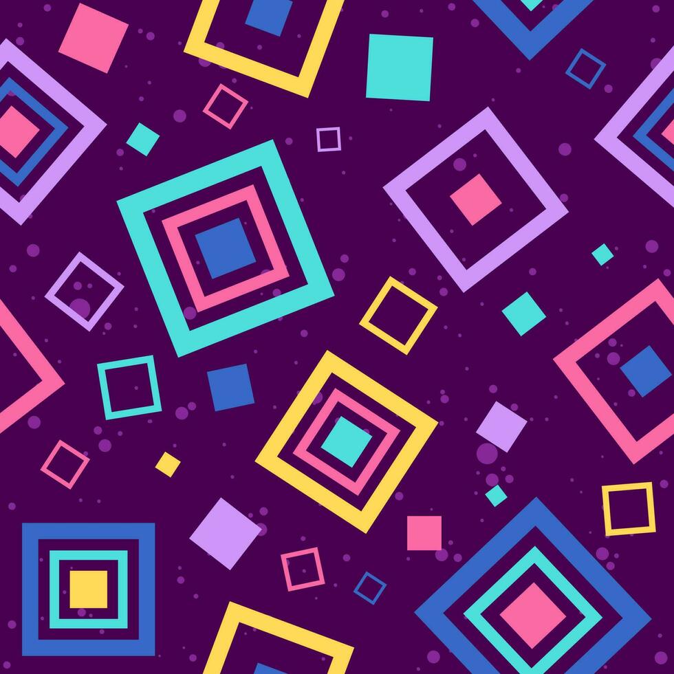 Colorful seamless pattern with square. Abstract repeat background with geometrical shapes. vector