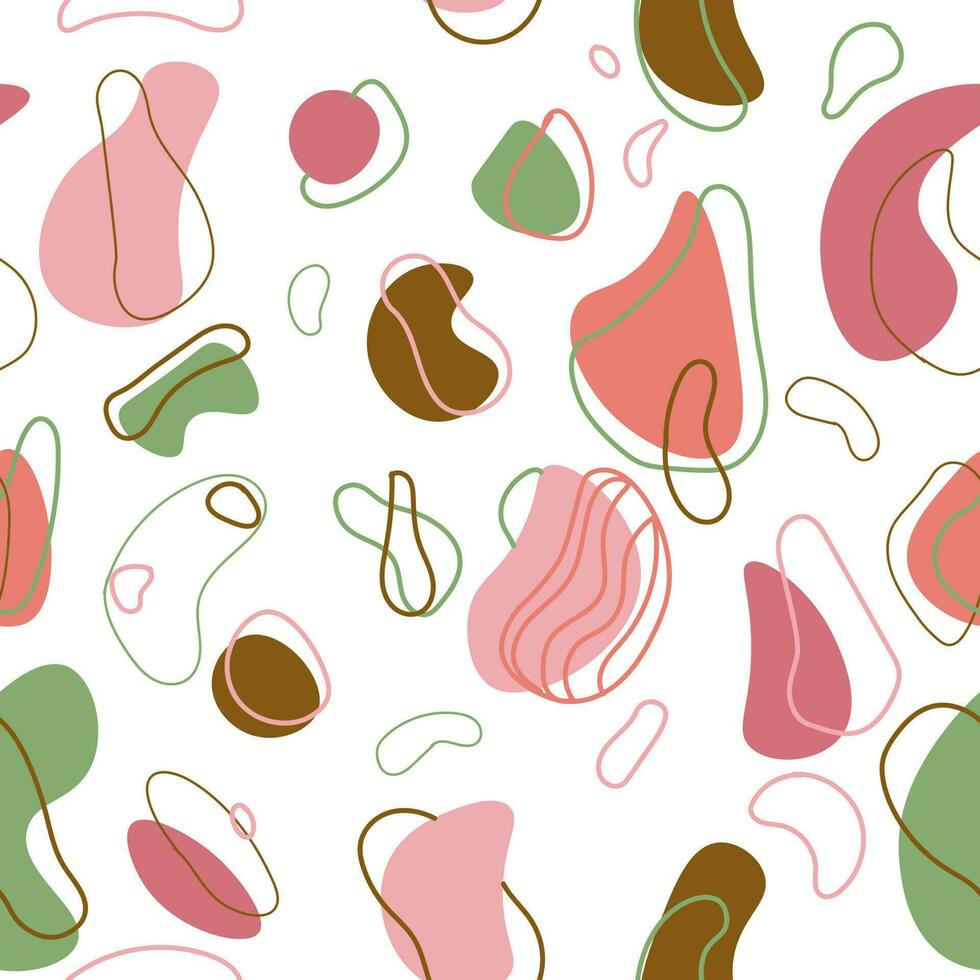 Geometrical seamless pattern with amoeba conceptual art. Repeat background with asymmetric shapes. vector