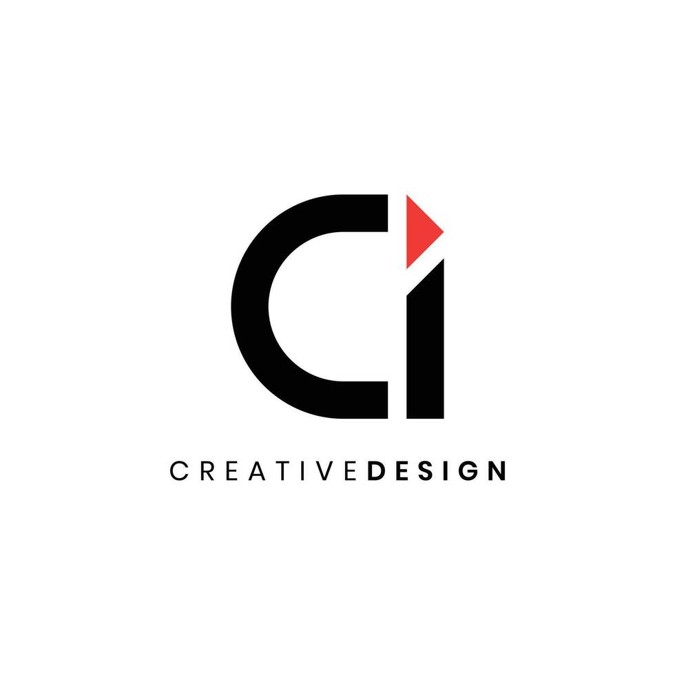 Creative modern letter CI with arrow logo vector illustration