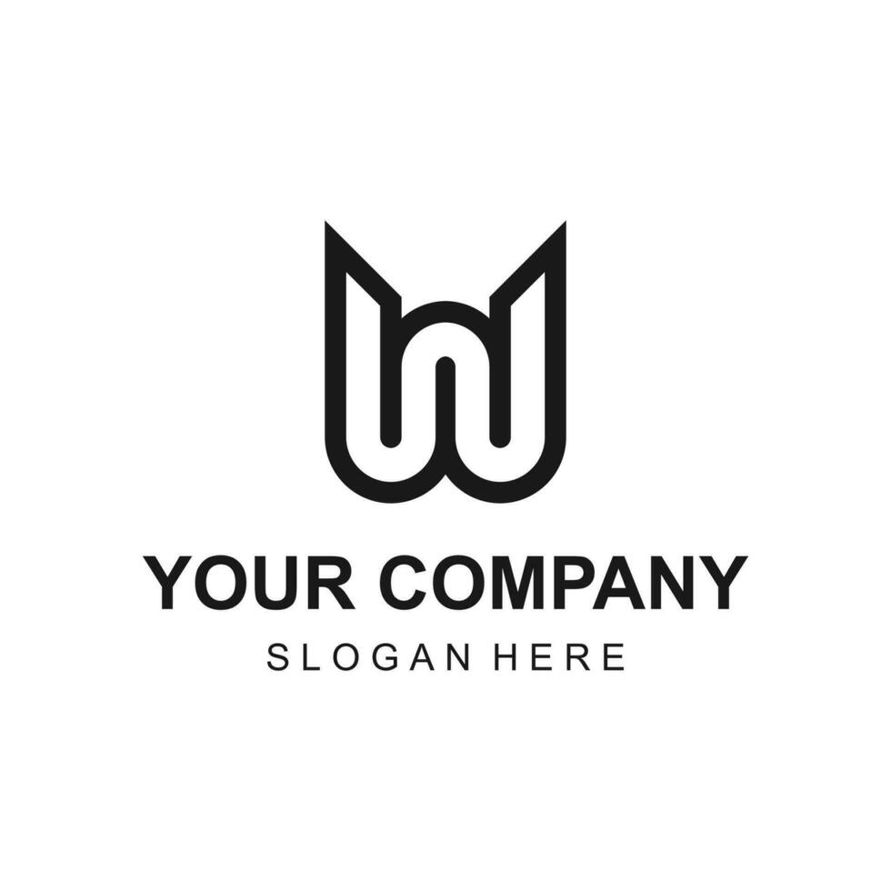 Creative linear letter W logo design vector for business company
