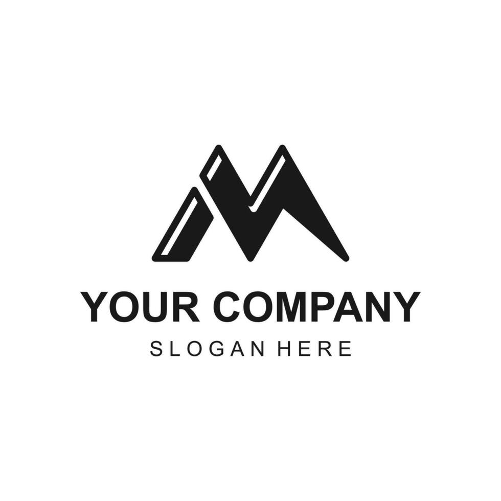 Modern sleek thunder letter M logo design vector