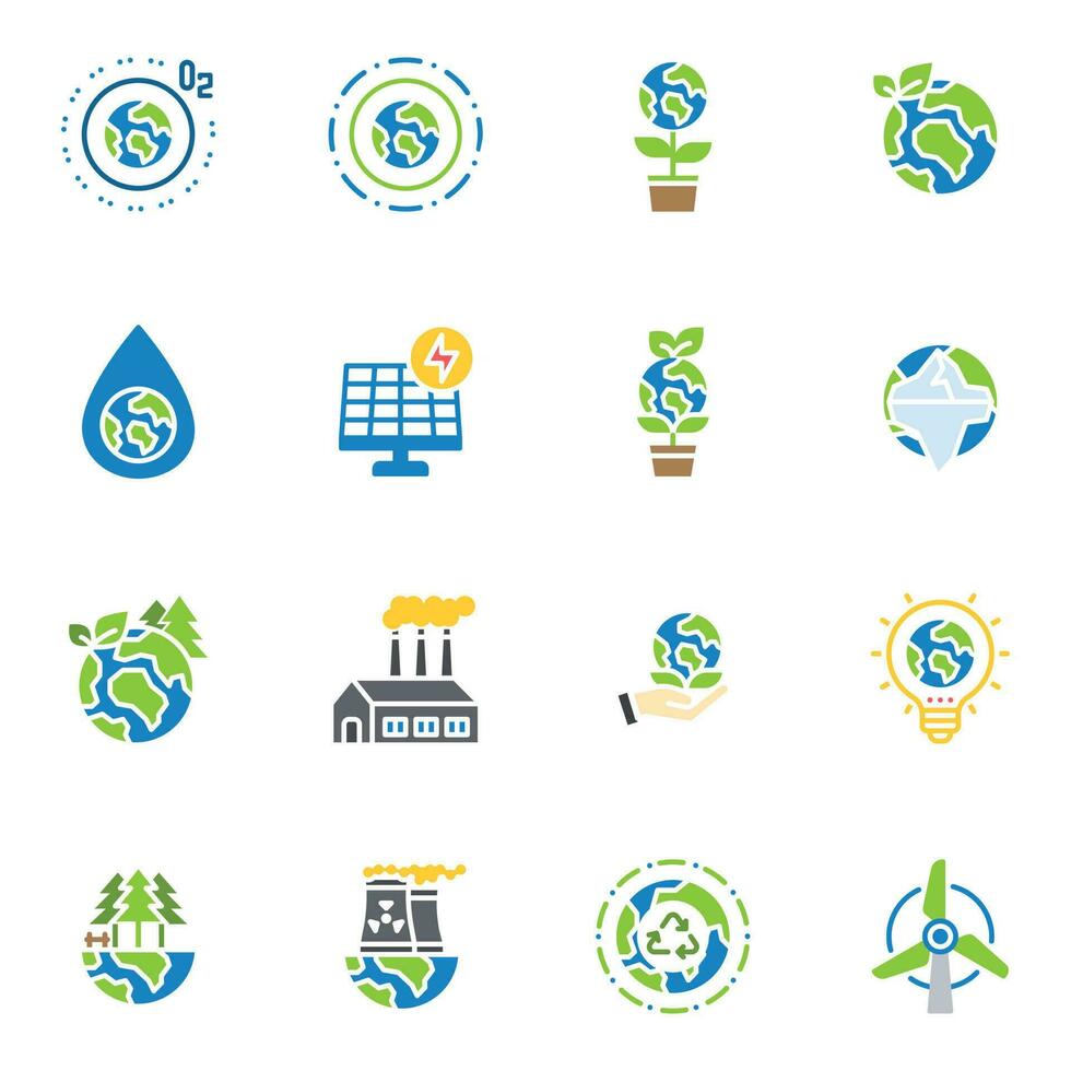 Earth Day Ecology and Environment Icon set. Nature Renewable Energy Icons. Eco Friendly Outline Vector Icon Sign
