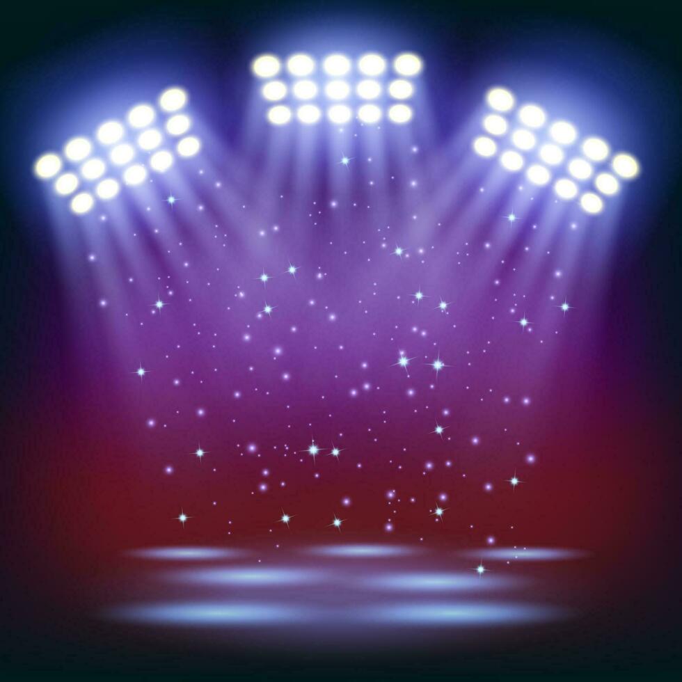 Bright stadium spotlights background, Vector Illustration