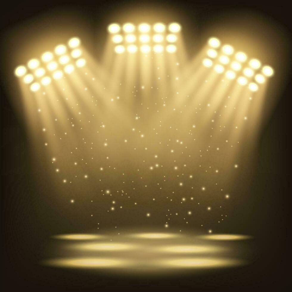 Bright stadium spotlights background, Vector Illustration