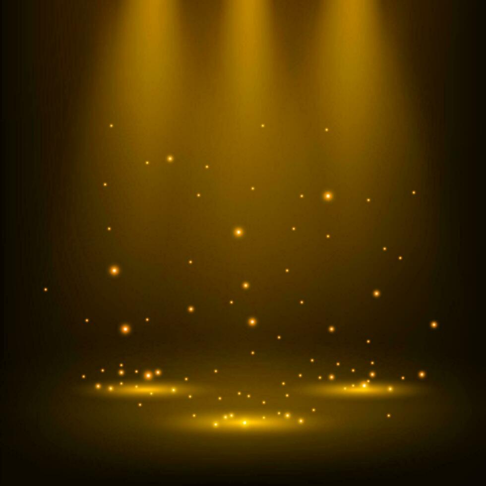 Golden spotlights shining with sparkles, Vector Illustration