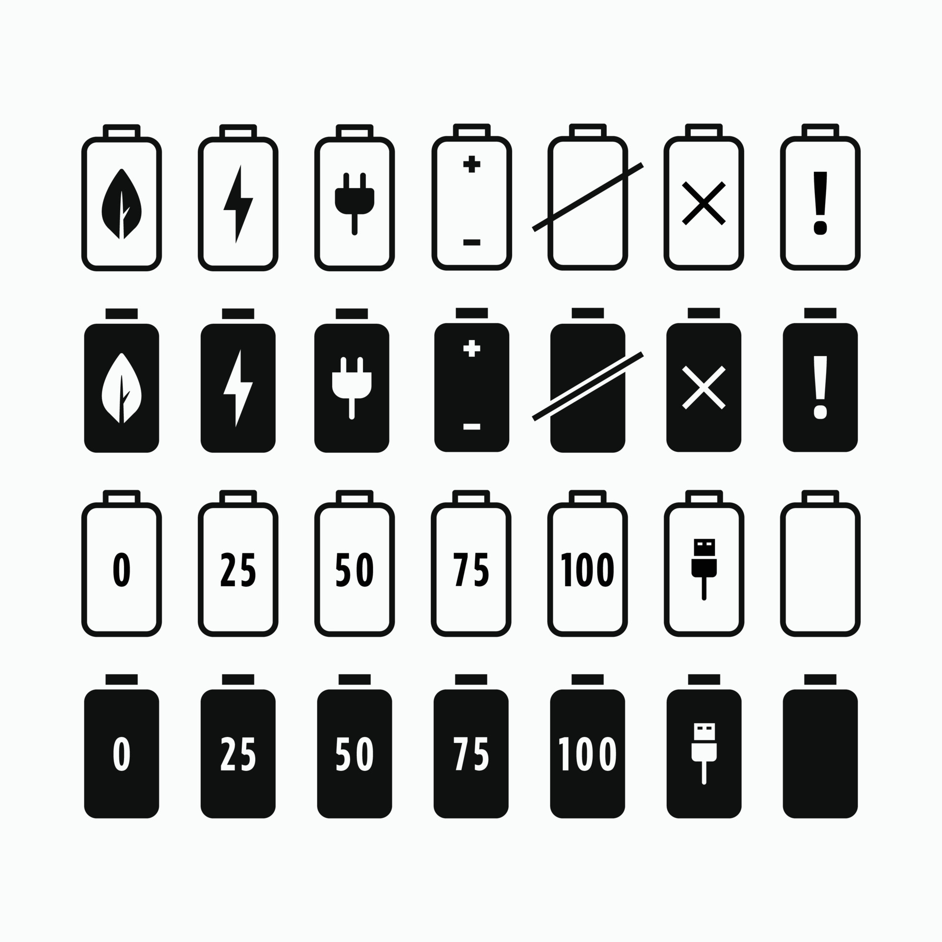 Battery icon set flat design, suitable for user interface design and ...
