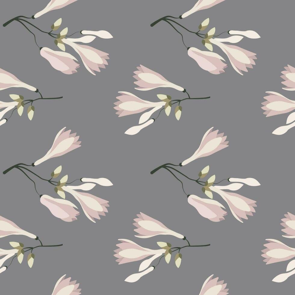 Seamless pattern, delicate pink magnolia flowers with buds. Print, floral background, textile, wallpaper, vector