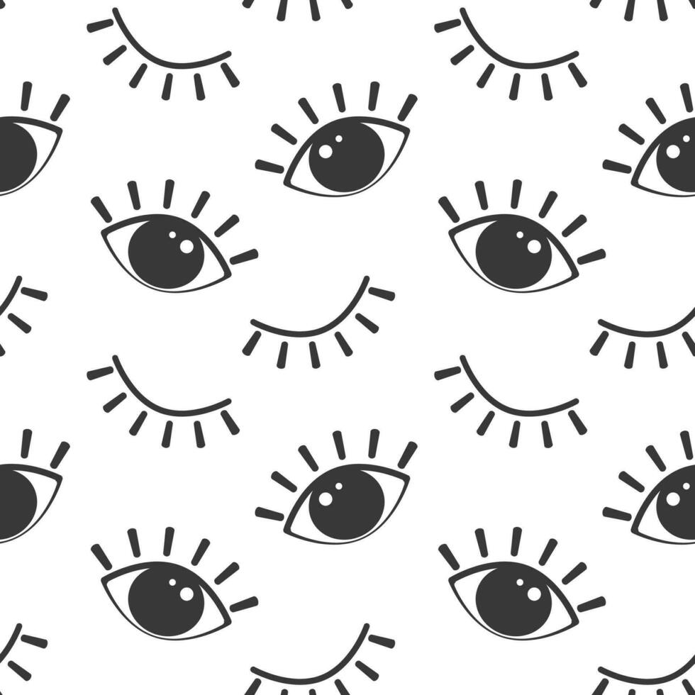 Seamless pattern, funny open and closed eyes on a white background. Print, cartoon background, textile, vector