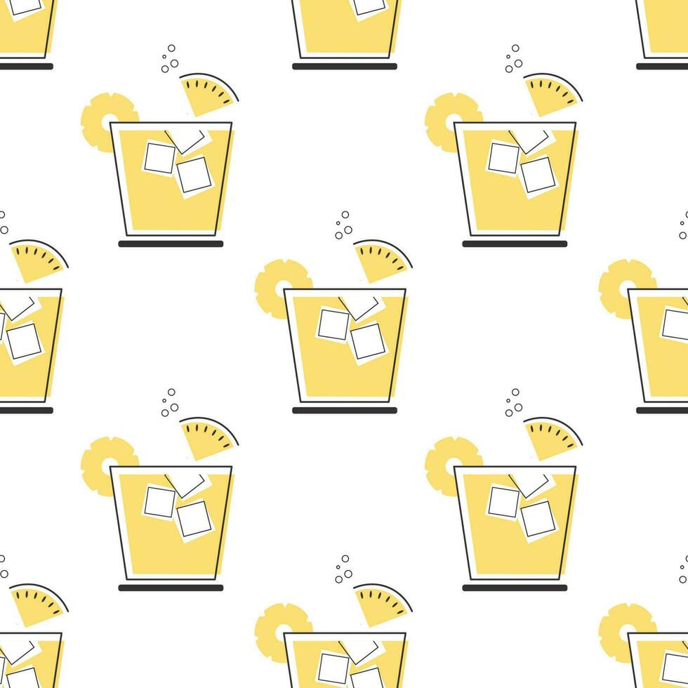 Seamless pattern, refreshing fruit cocktails on a white background. Drinks background, textile vector