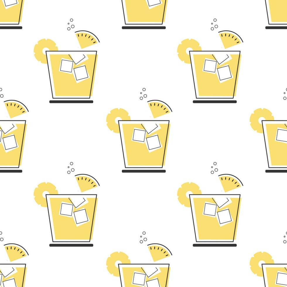 Seamless pattern, refreshing fruit cocktails on a white background. Drinks background, textile vector