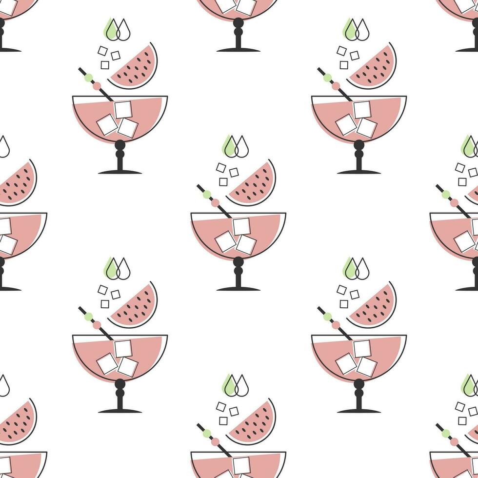 sin costura patrón, refrescante Fruta cócteles en un blanco antecedentes. bebidas fondo, textil vector