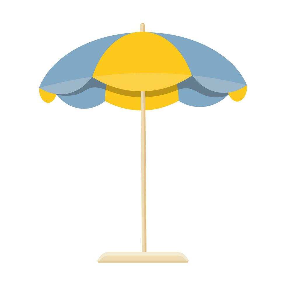 Colorful beach umbrella isolated on a white background. Summer icon, vector