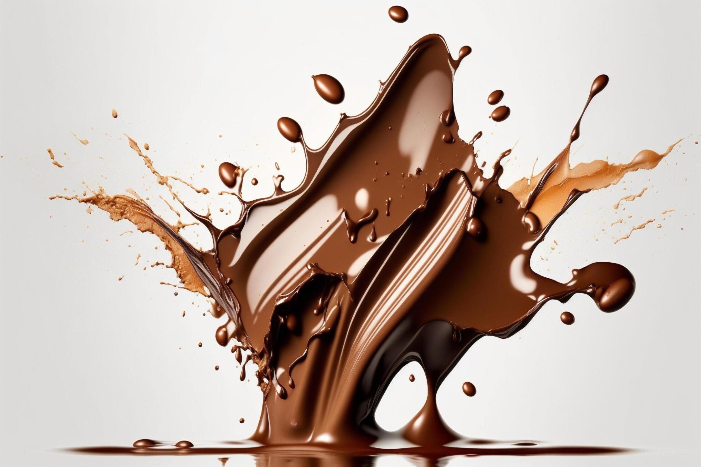 A delicious melting chocolate splash in a realistic style. Hot