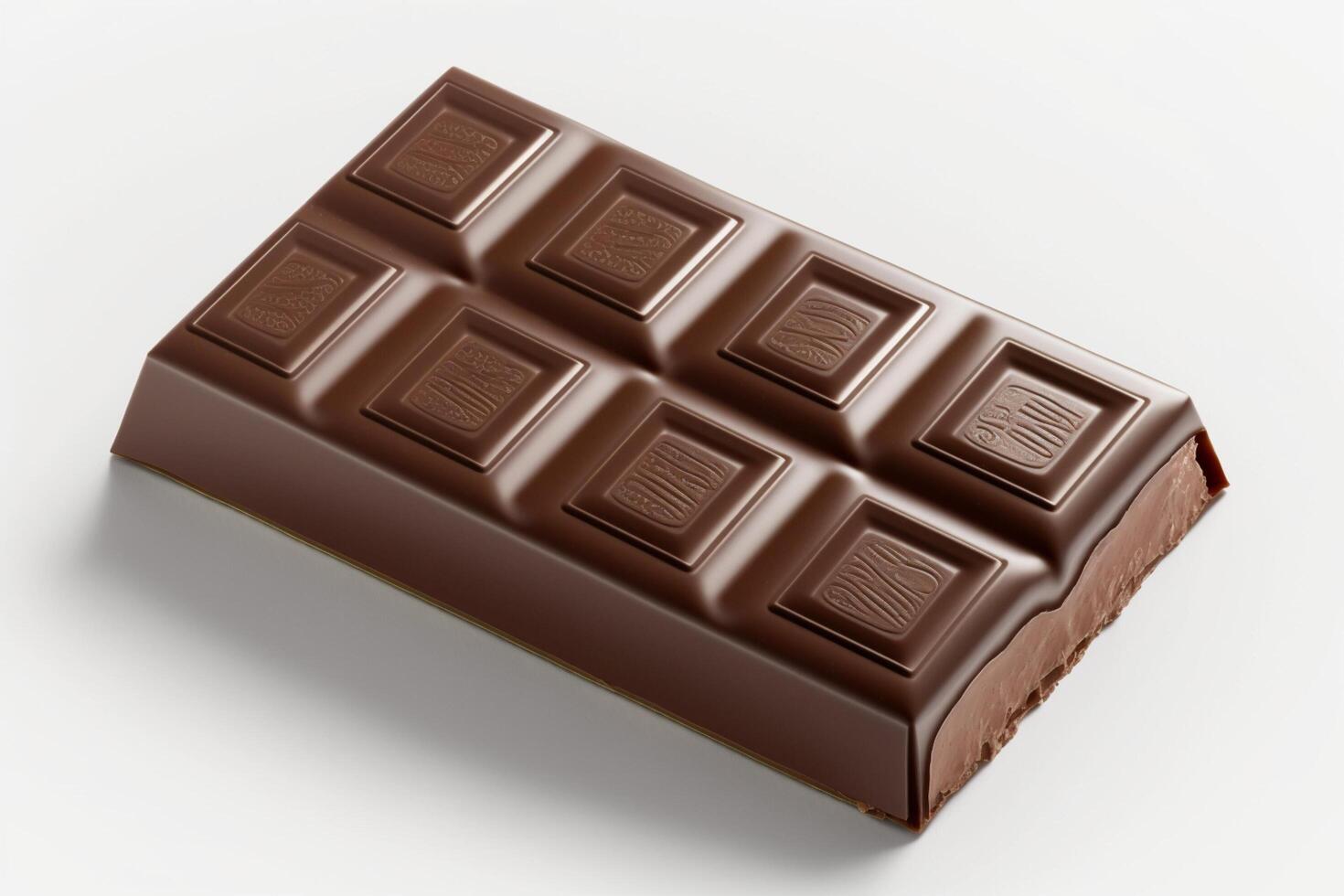 Image of close up of a delicious melting chocolate bar isolated on white background. For chocolate festival, food, sweet dessert, valentine's day or chocolate day by photo