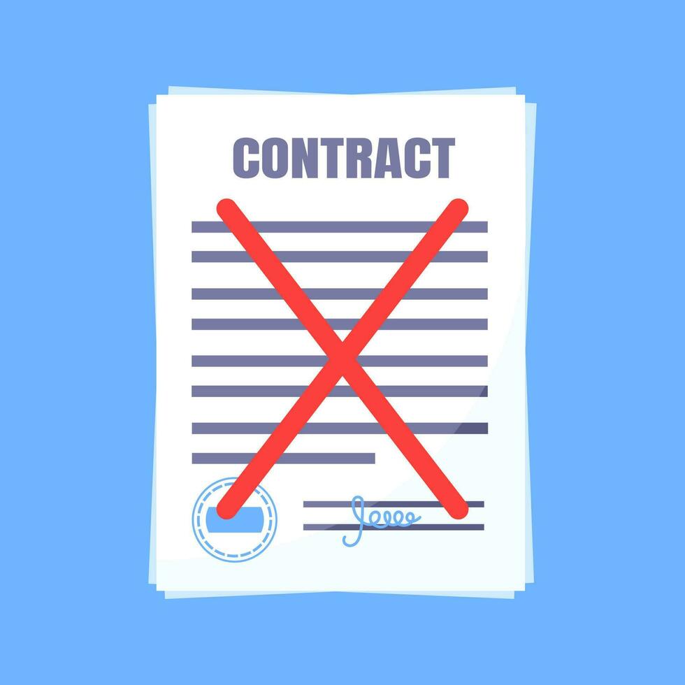 Contract cancellation business concept. vector