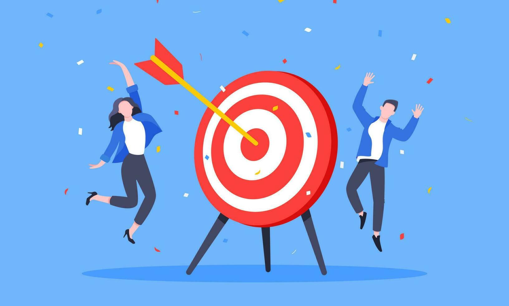 Goal achievement business concept sport target icon and arrows in the bullseye. vector