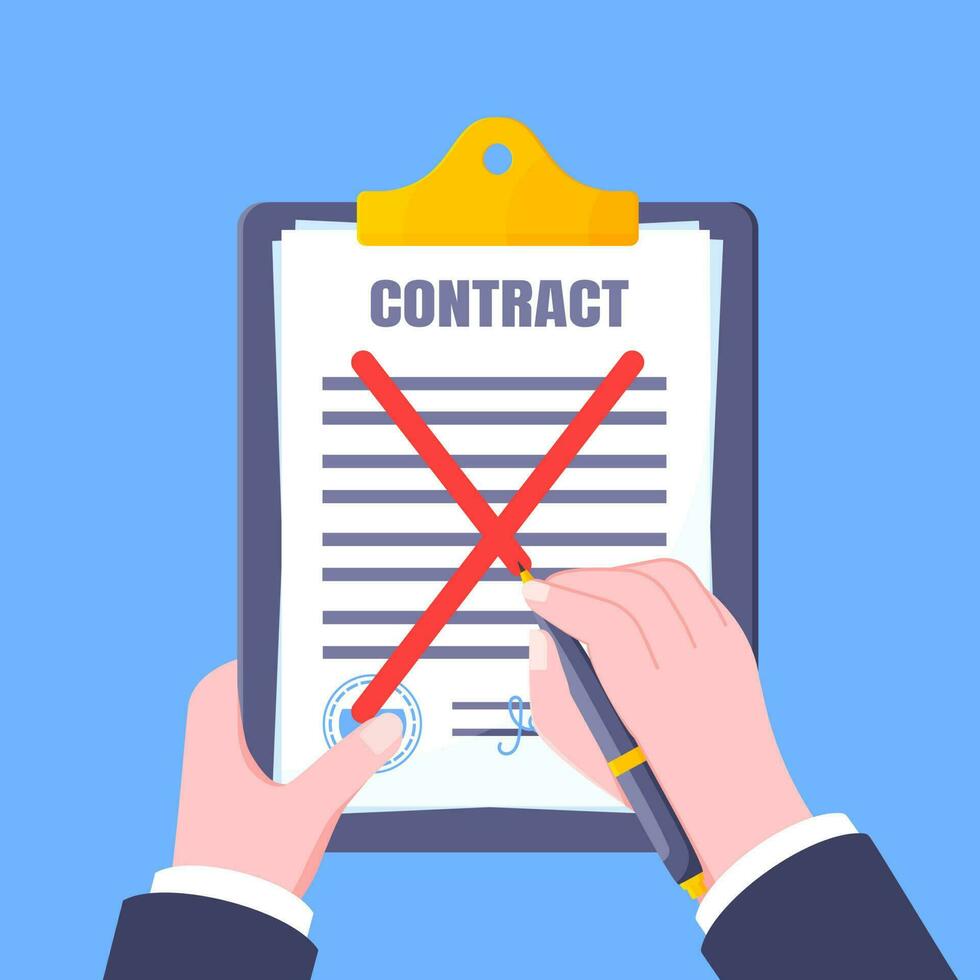 Contract cancellation business concept. vector