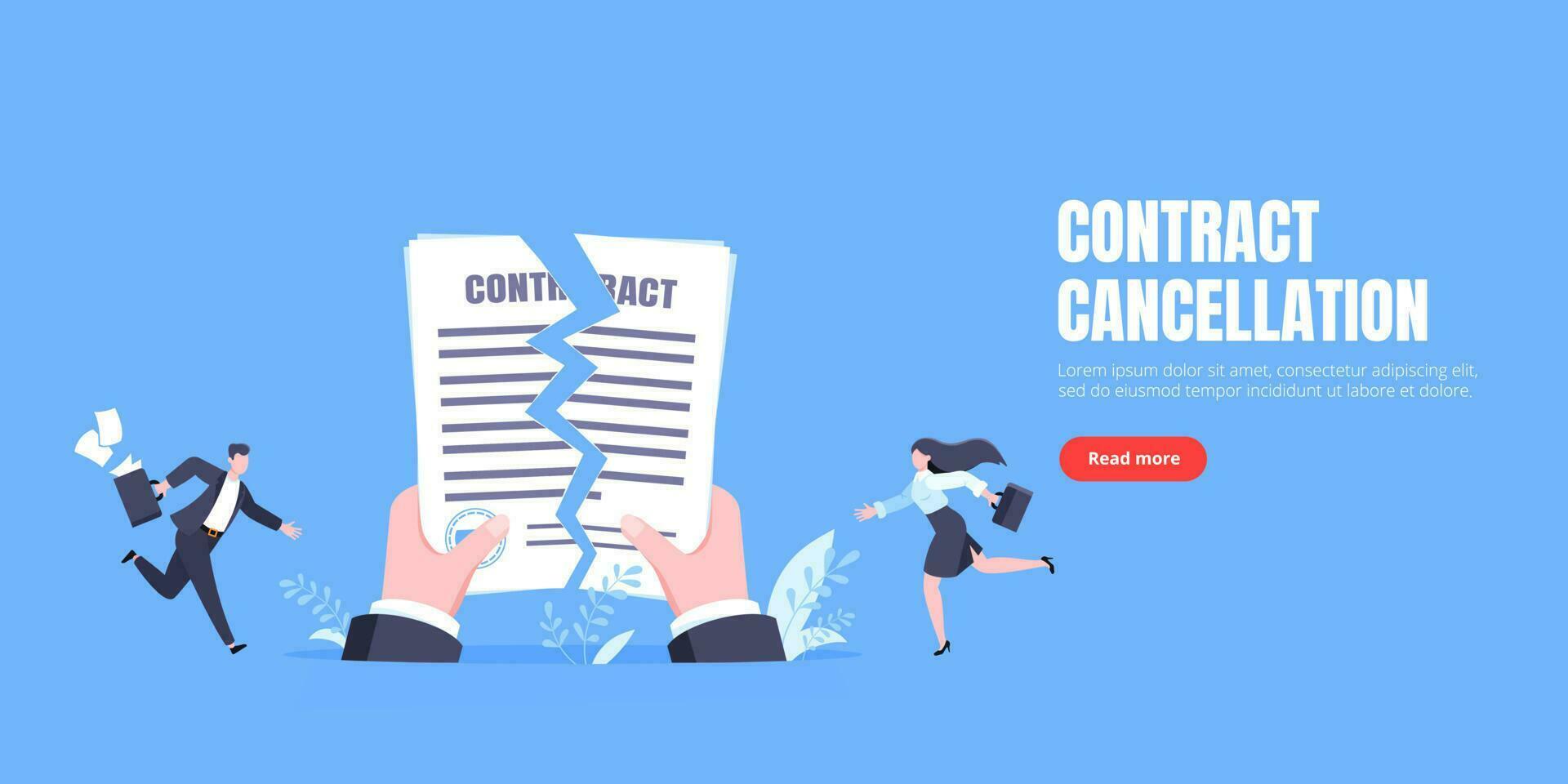 Contract cancellation business concept. vector