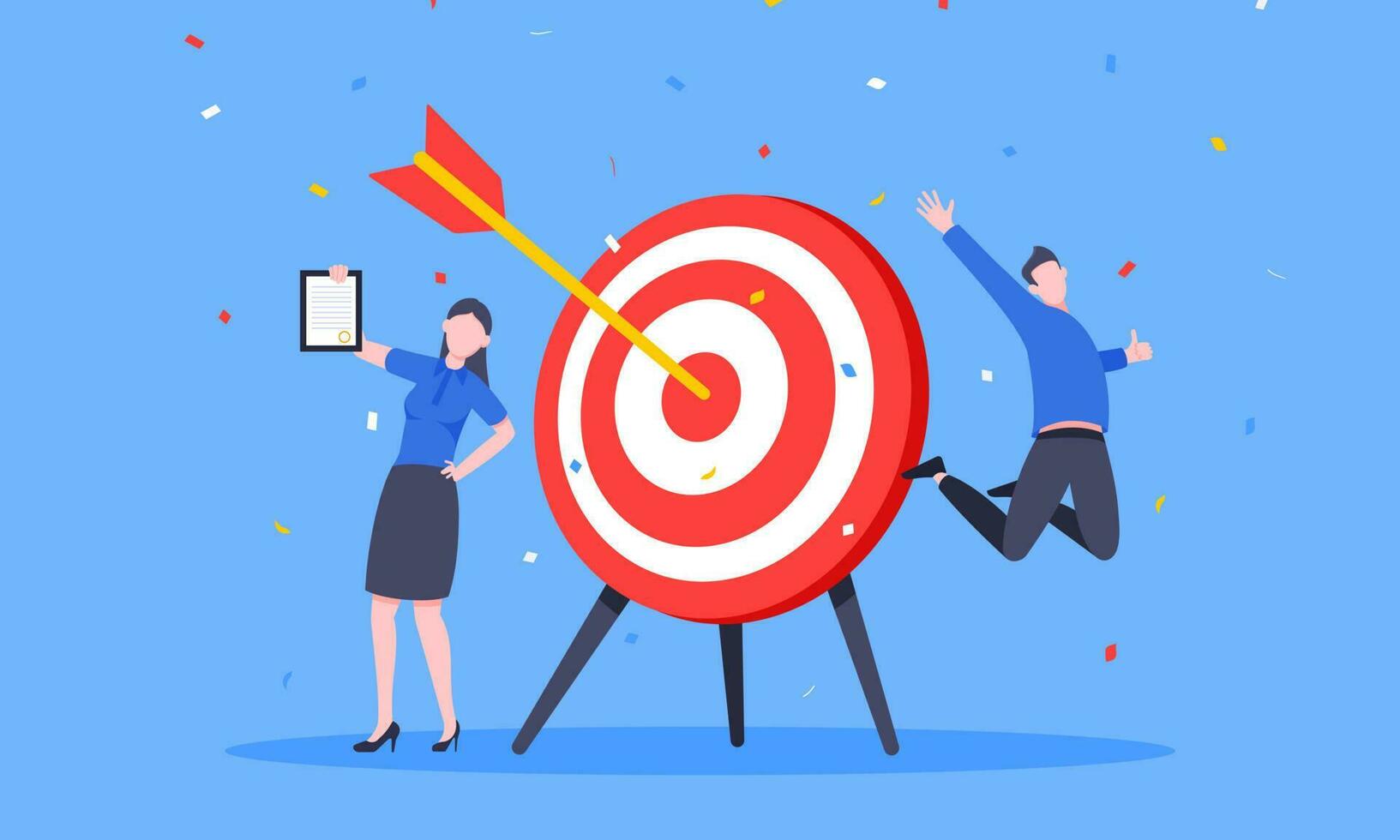 Goal achievement business concept sport target icon and arrows in the bullseye. vector