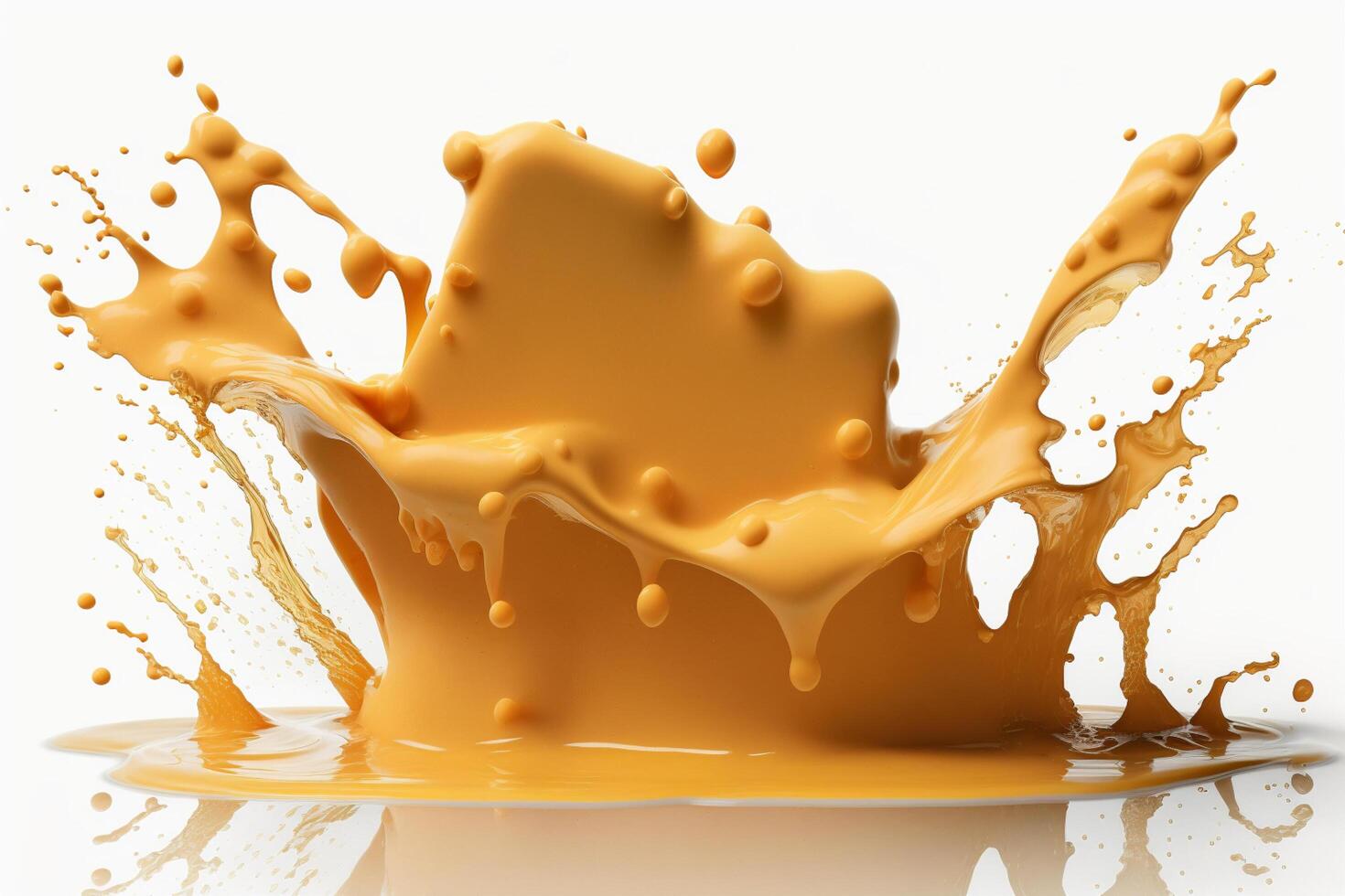 A delicious melting cheese splash in a realistic style. Hot cheese or cheddar splash. Tasty cheese liquid splash. Cheese sauce crown splash. For italian food, world cheese day, dessert by photo