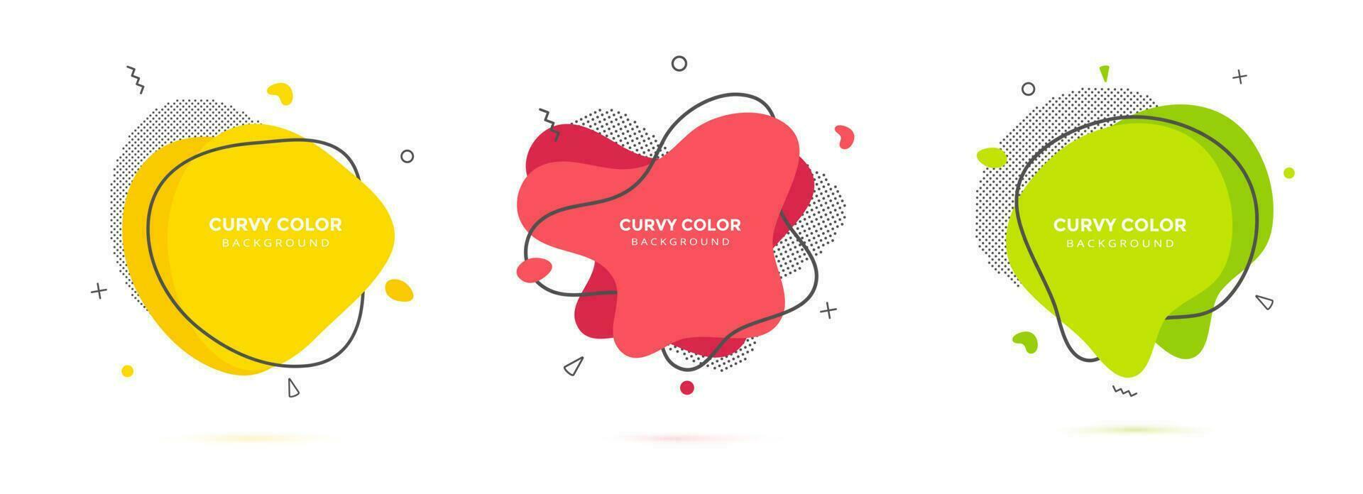 Modern liquid irregular amoeba blob shape abstract elements graphic flat style design fluid vector illustration set.