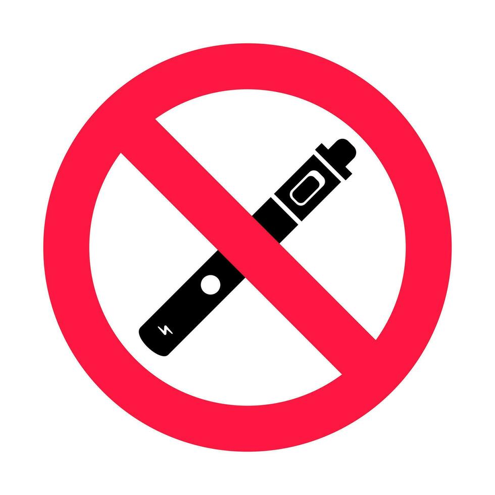 No vaping sign. Red forbidden circle sign icon isolated on white background vector illustration.