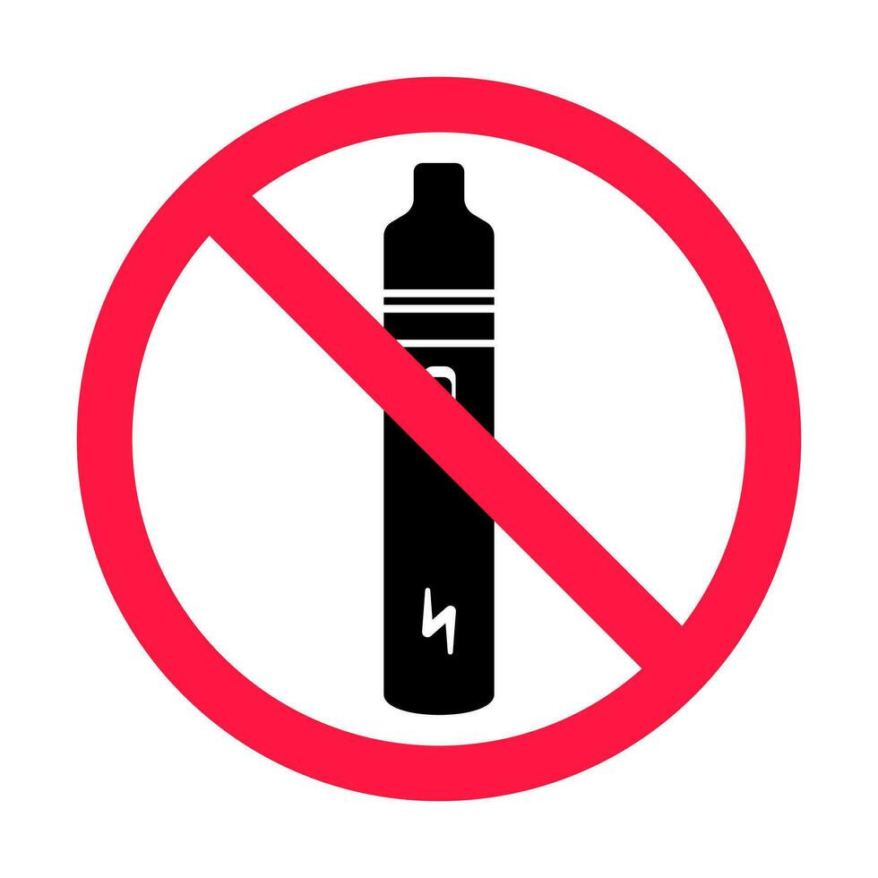 No vaping sign. Red forbidden circle sign icon isolated on white background vector illustration.