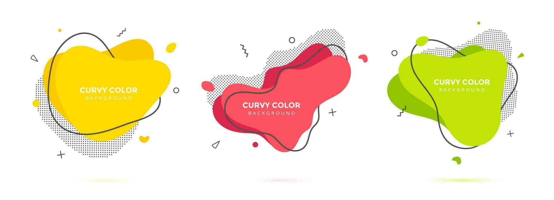 Modern liquid irregular amoeba blob shape abstract elements graphic flat style design fluid vector illustration set.