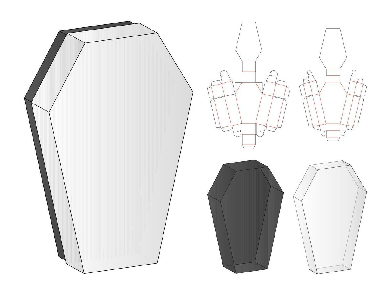 diseño de plantilla troquelada de embalaje de caja. Maqueta 3d vector