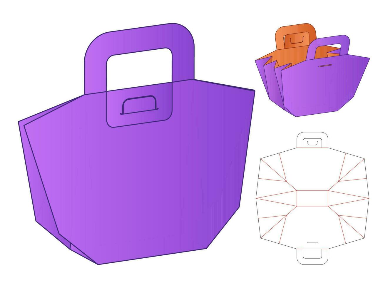 diseño de plantilla troquelada de embalaje de caja. Maqueta 3d vector