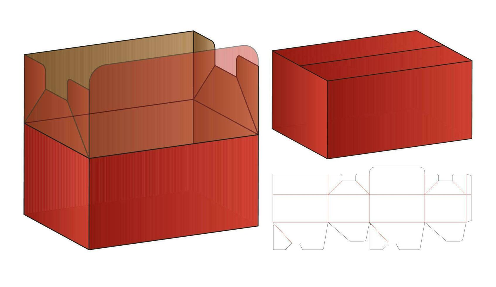 diseño de plantilla troquelada de embalaje de caja. Maqueta 3d vector