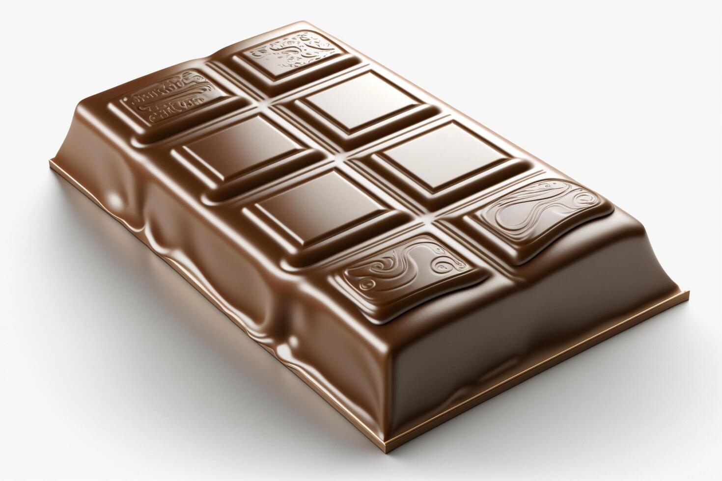 Image of close up of a delicious melting chocolate bar isolated on white background. For chocolate festival, food, sweet dessert, valentine's day or chocolate day by photo