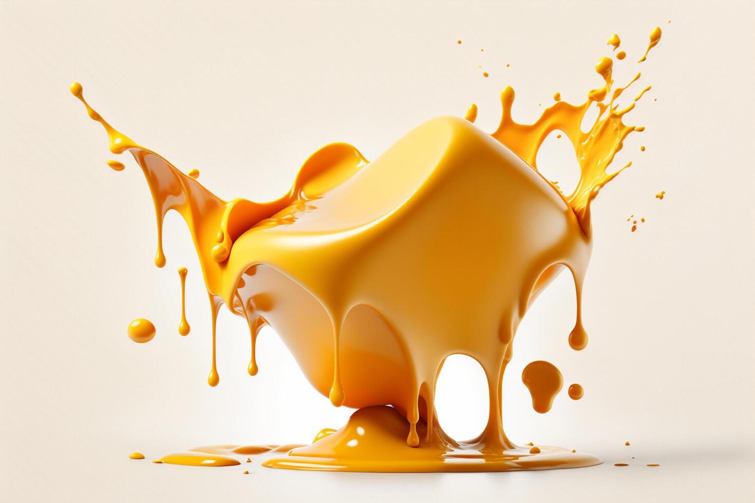 A delicious melting cheese splash in a realistic style. Hot cheese or cheddar splash. Tasty cheese liquid splash. Cheese sauce crown splash. For italian food, world cheese day, dessert by photo