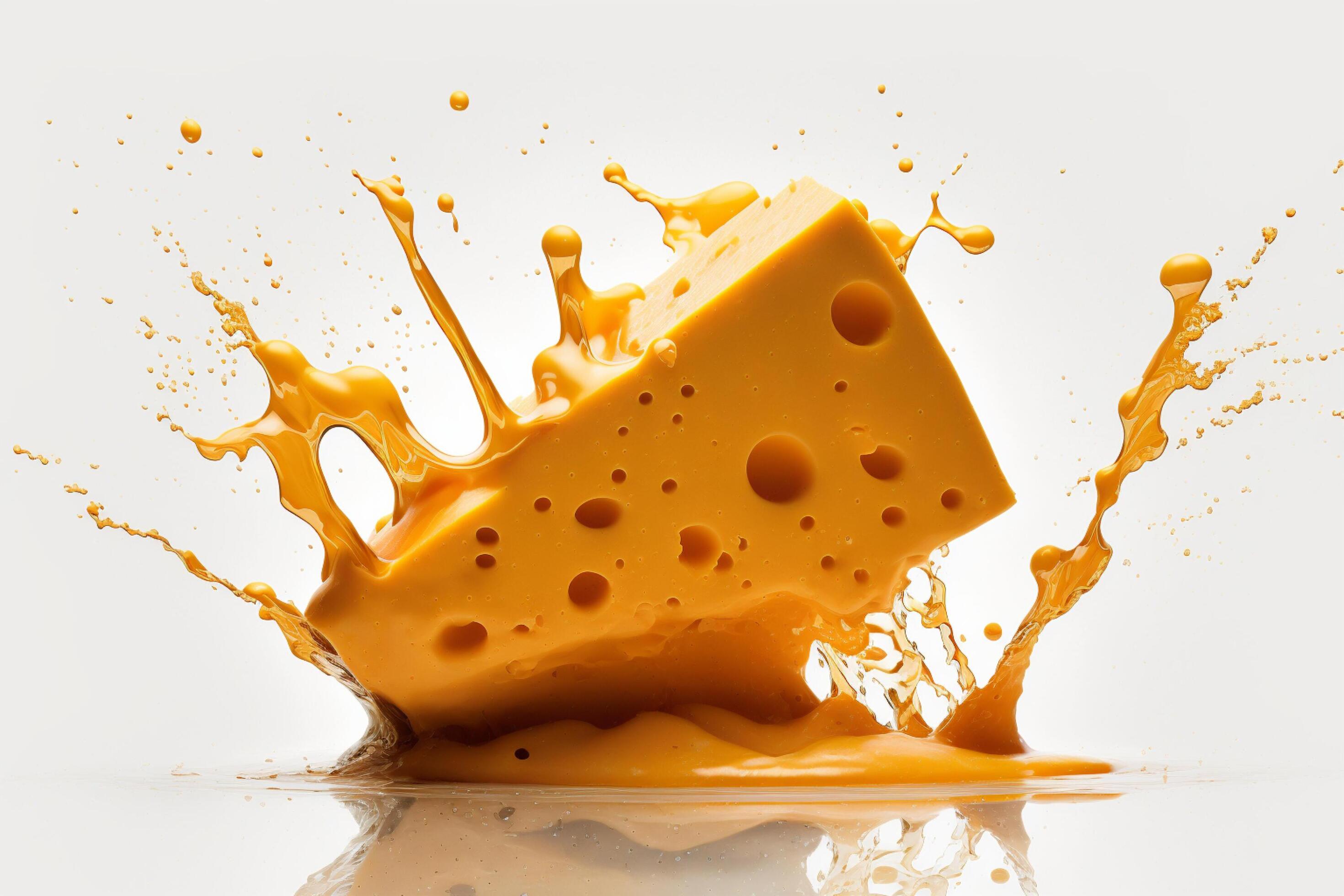 A delicious melting cheese splash in a realistic style. Hot cheese or
