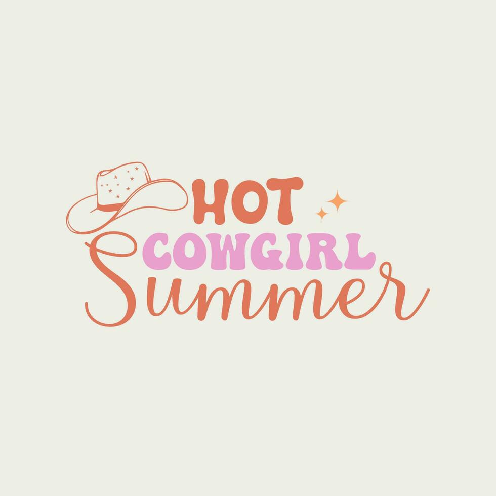 Retro western quotes hot cowgirl summer T shirt design vector