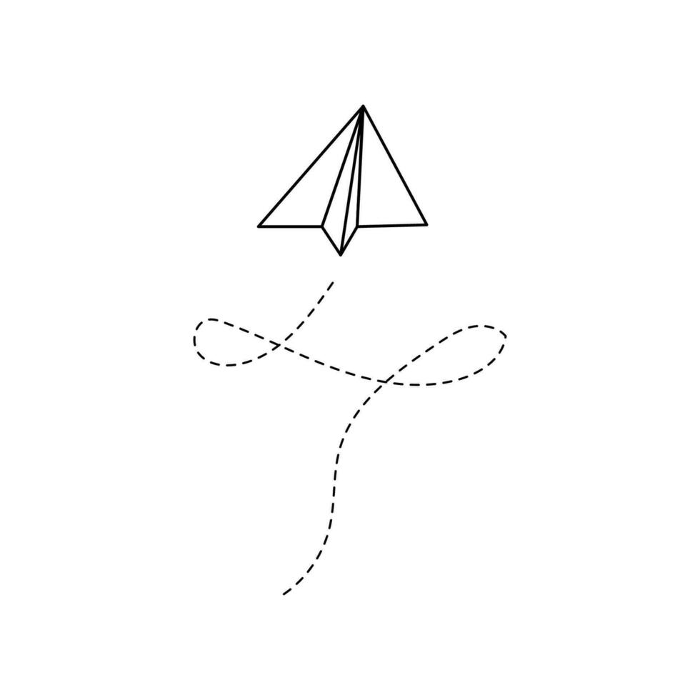 Paper airplane vector icon. Doodle outline