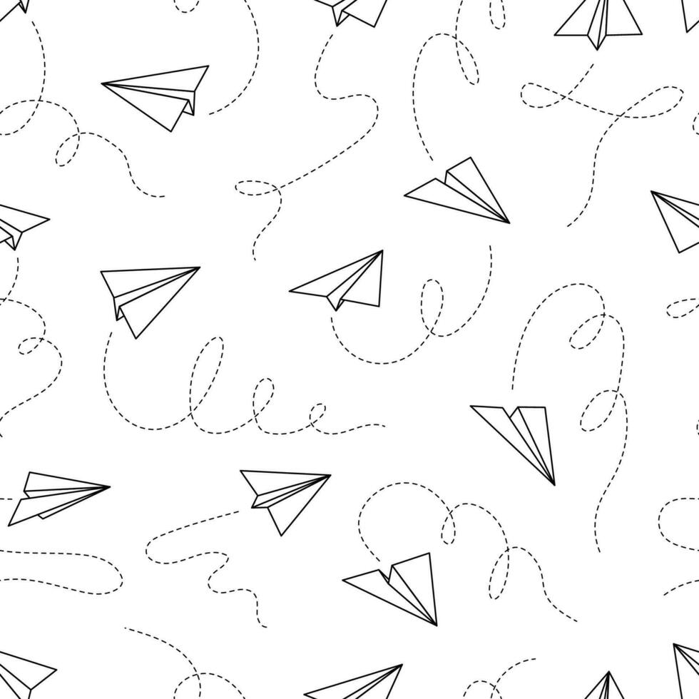 Paper airplane vector seamless pattern