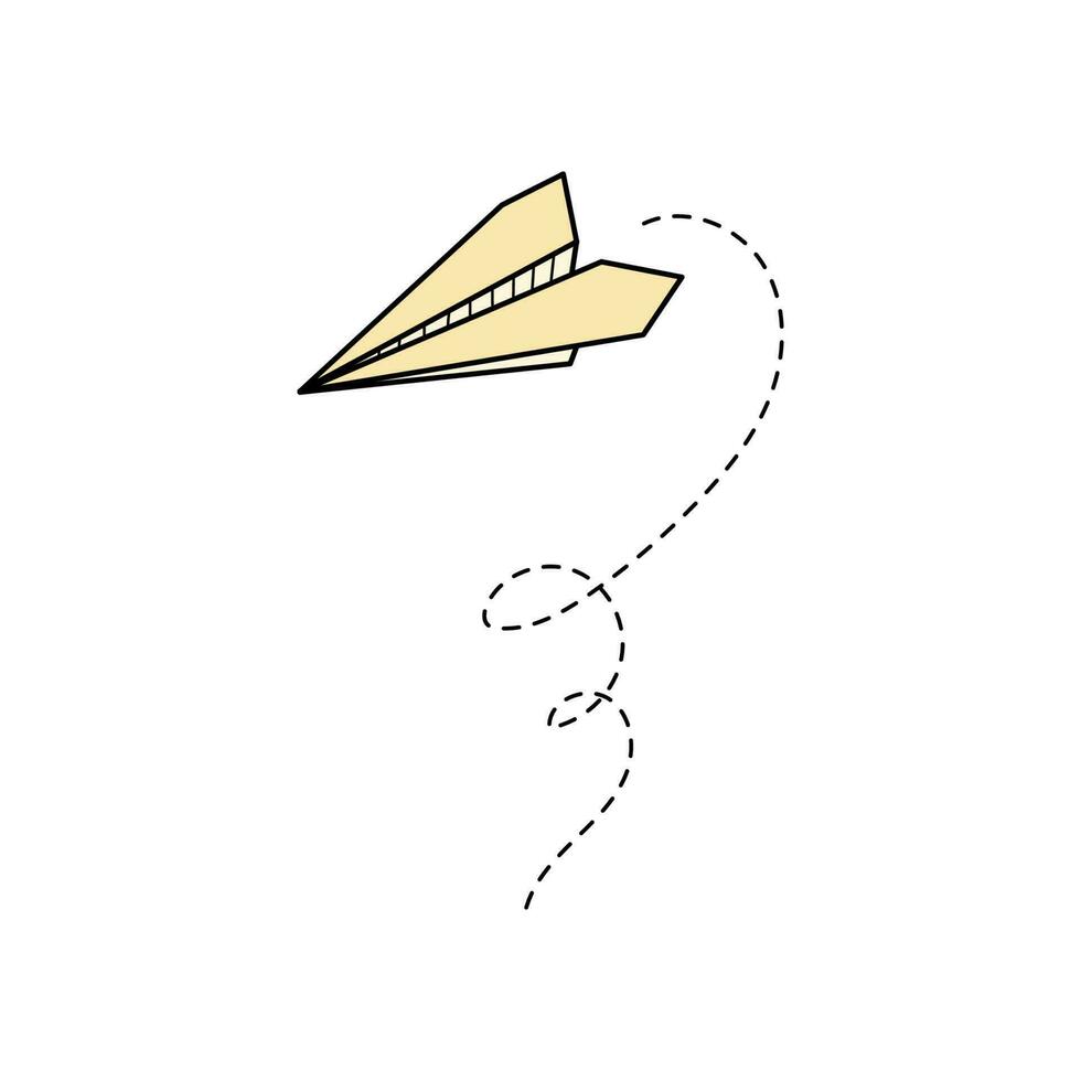Paper airplane vector icon. Doodle outline