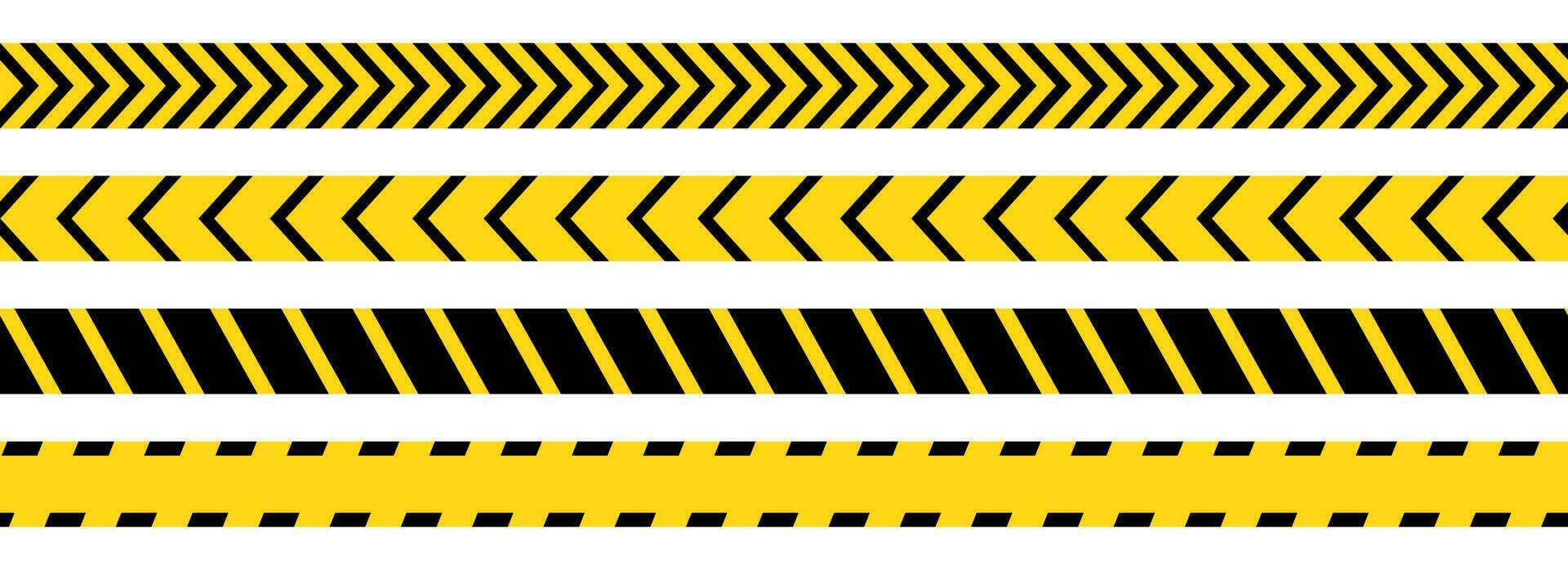 Caution, safety tape. Yellow, black stripe danger tape for atterntion, hazard ribbon. Police, construction area sign banner, barrier symbol vector