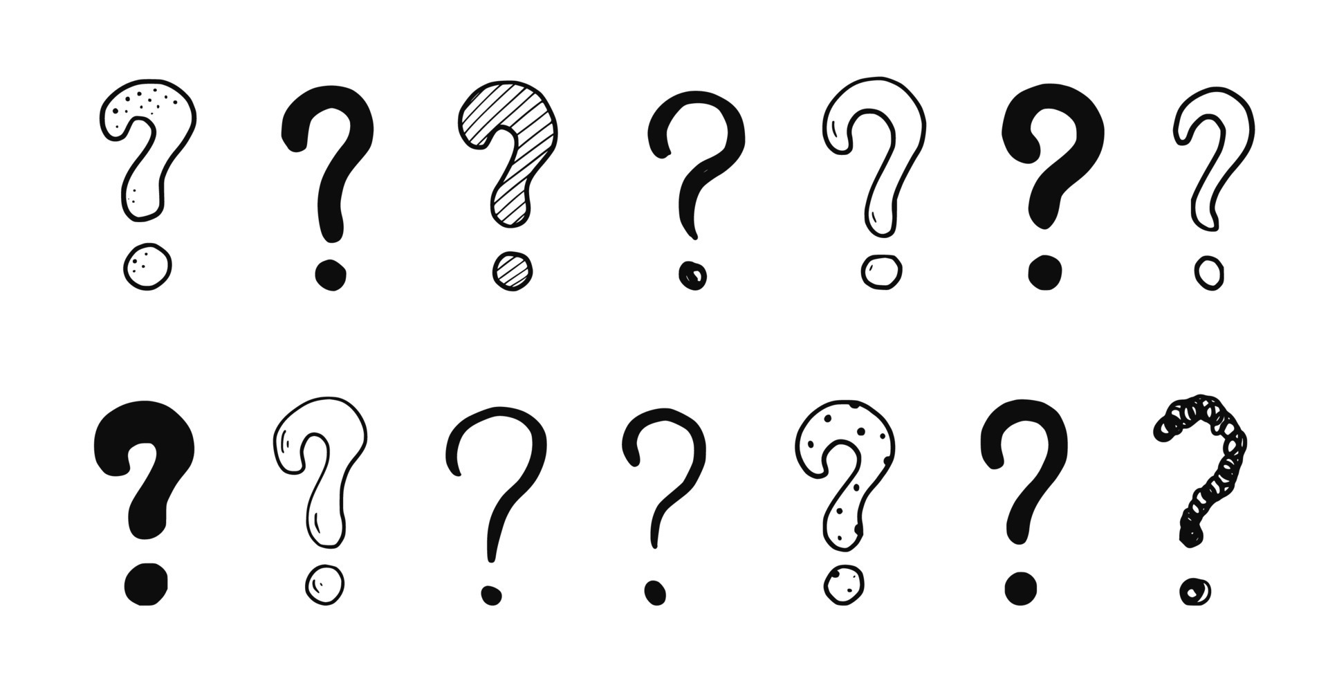 Doodle question sign mark set. Hand drawn sketch style ask sign ...