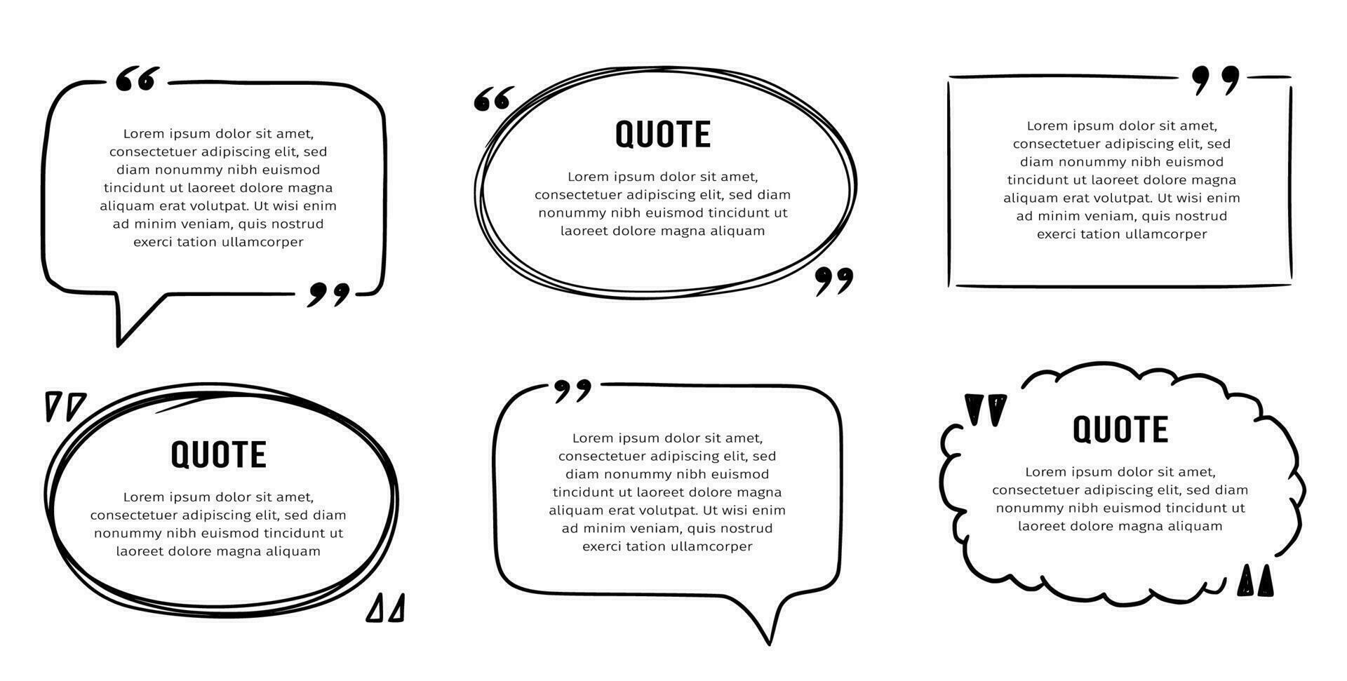 Quote box sketch, text frame set vector