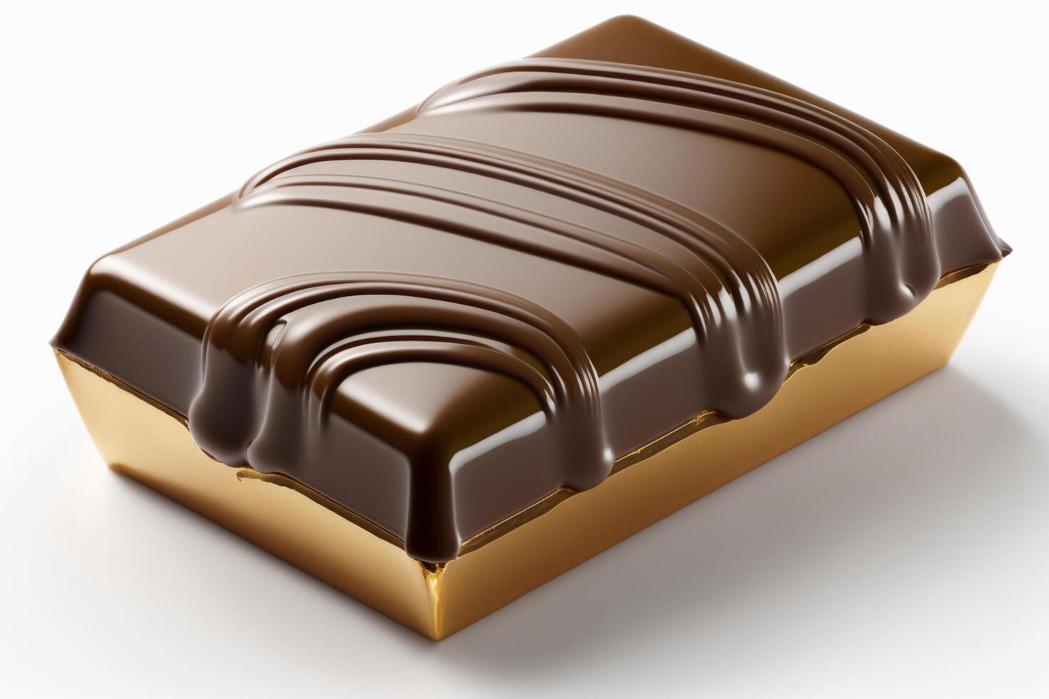 Image of close up of a delicious melting chocolate bar isolated on white background. For chocolate festival, food, sweet dessert, valentine's day or chocolate day by photo