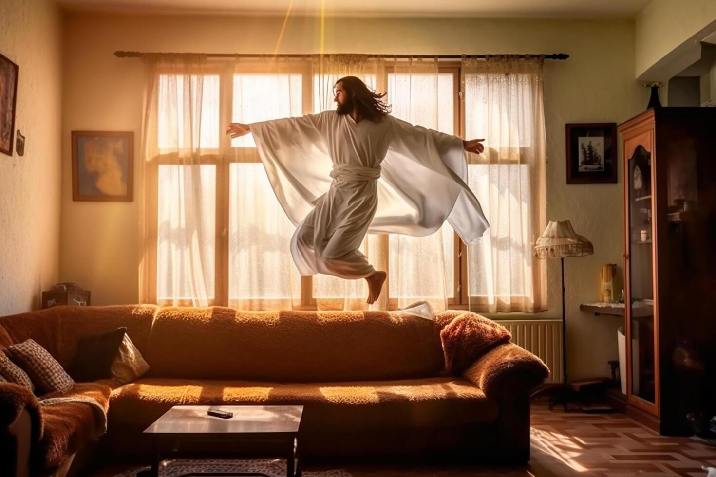 Ascension day of jesus christ or resurrection day of son of god. Good friday. Ascension day concept in living room by photo