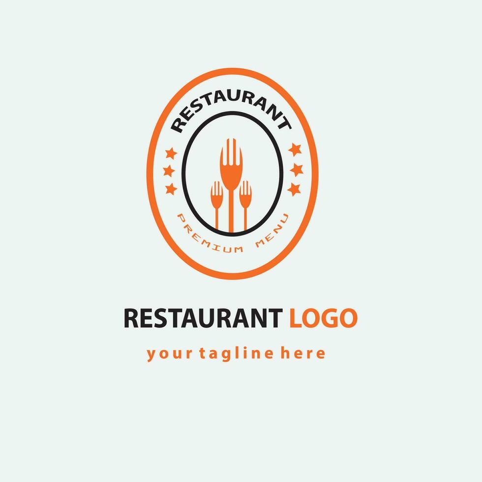 modern restaurant logo with fork spoon. vector