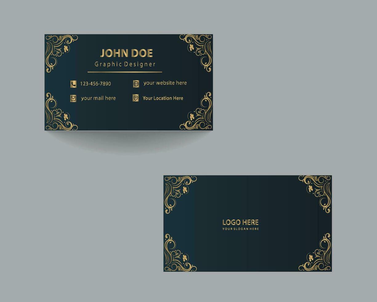 luxury gold business card design free vector.Luxury dark business card. black and gold business card vector. vector