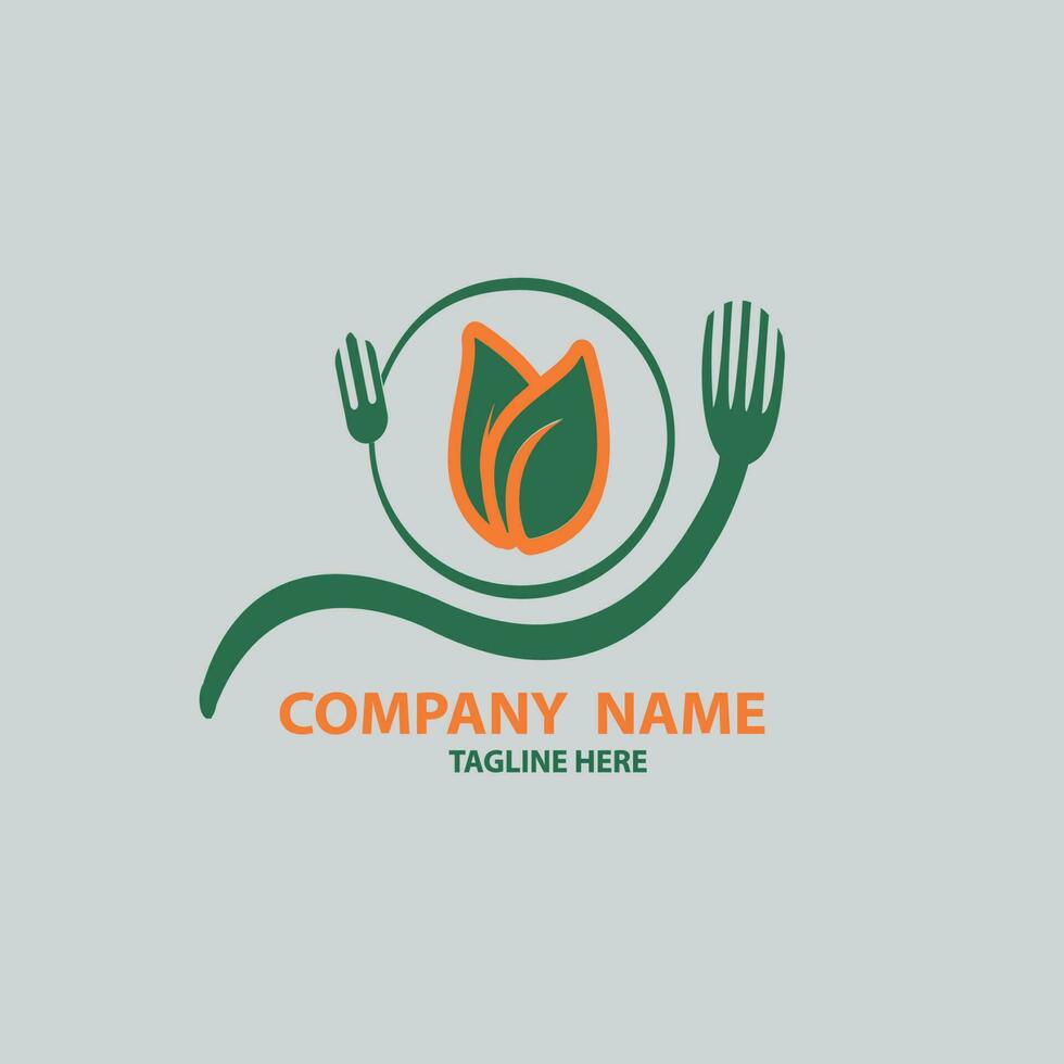 moderno restaurante logo con tenedor cuchara. vector